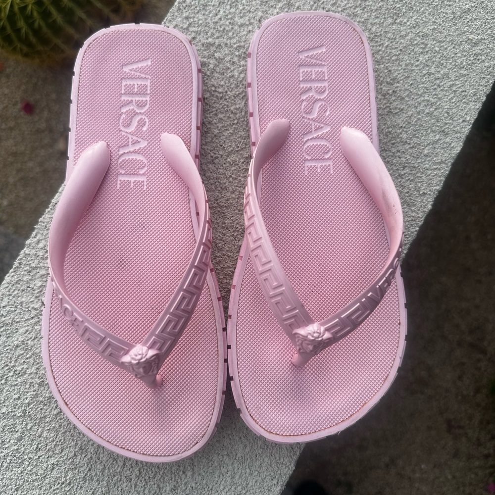 Versace Pink Rubber Flip Flop Sandals